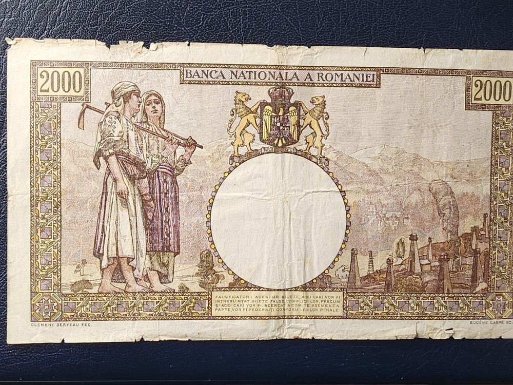 ROMANIA - 2000 LEI 23 MARCH 1943 - LARGE BANKNOTES