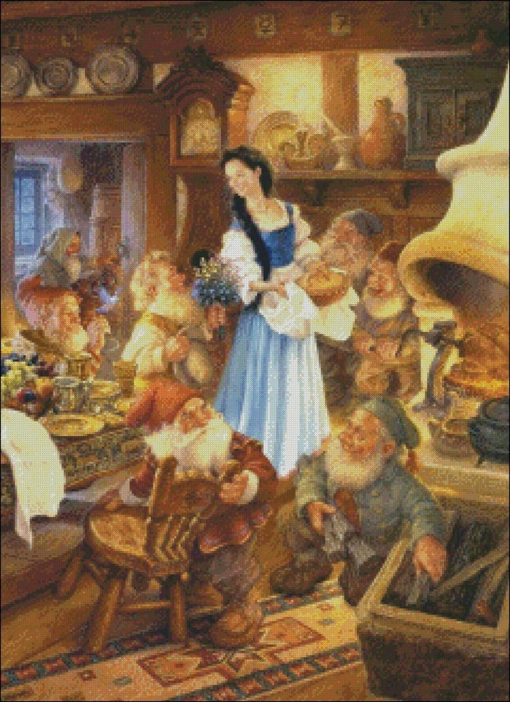 Snow White and the Seve-Chart Needlework Crafts DIY-Counted Cross Stitch Pattern