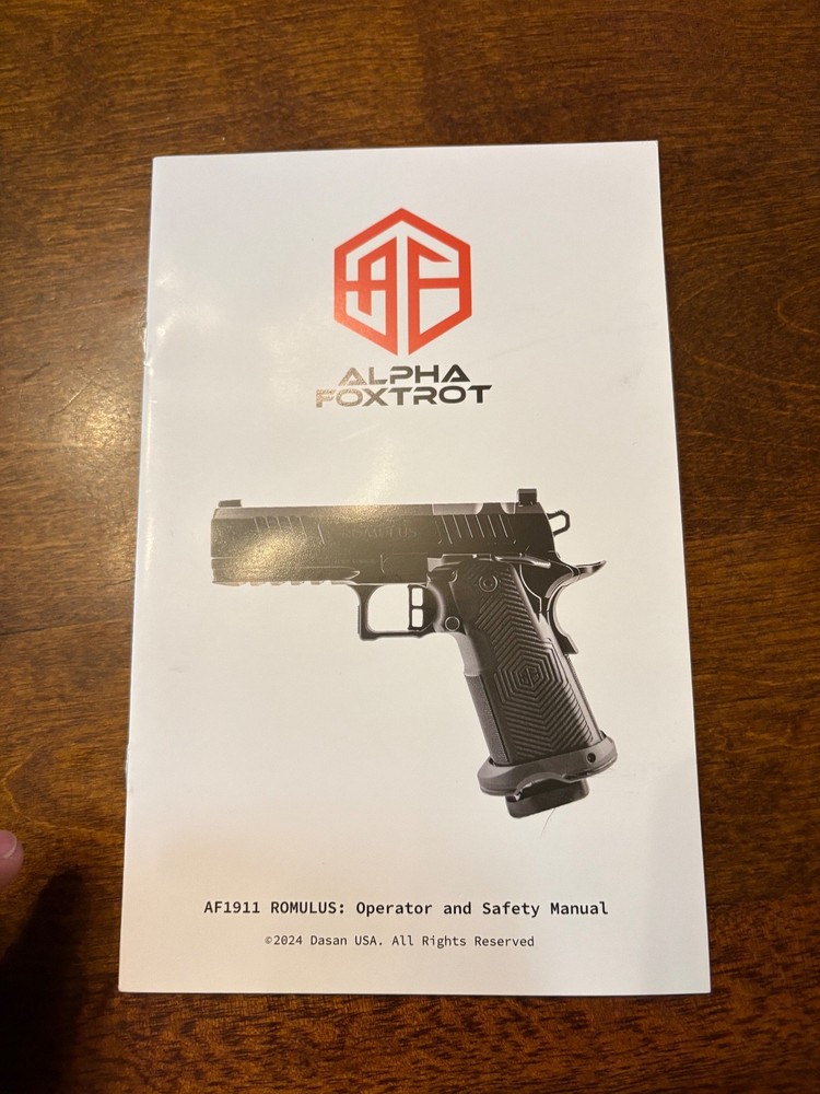 Alpha Foxtrot AF1911 Romulus OEM Operator and Safety Manual
