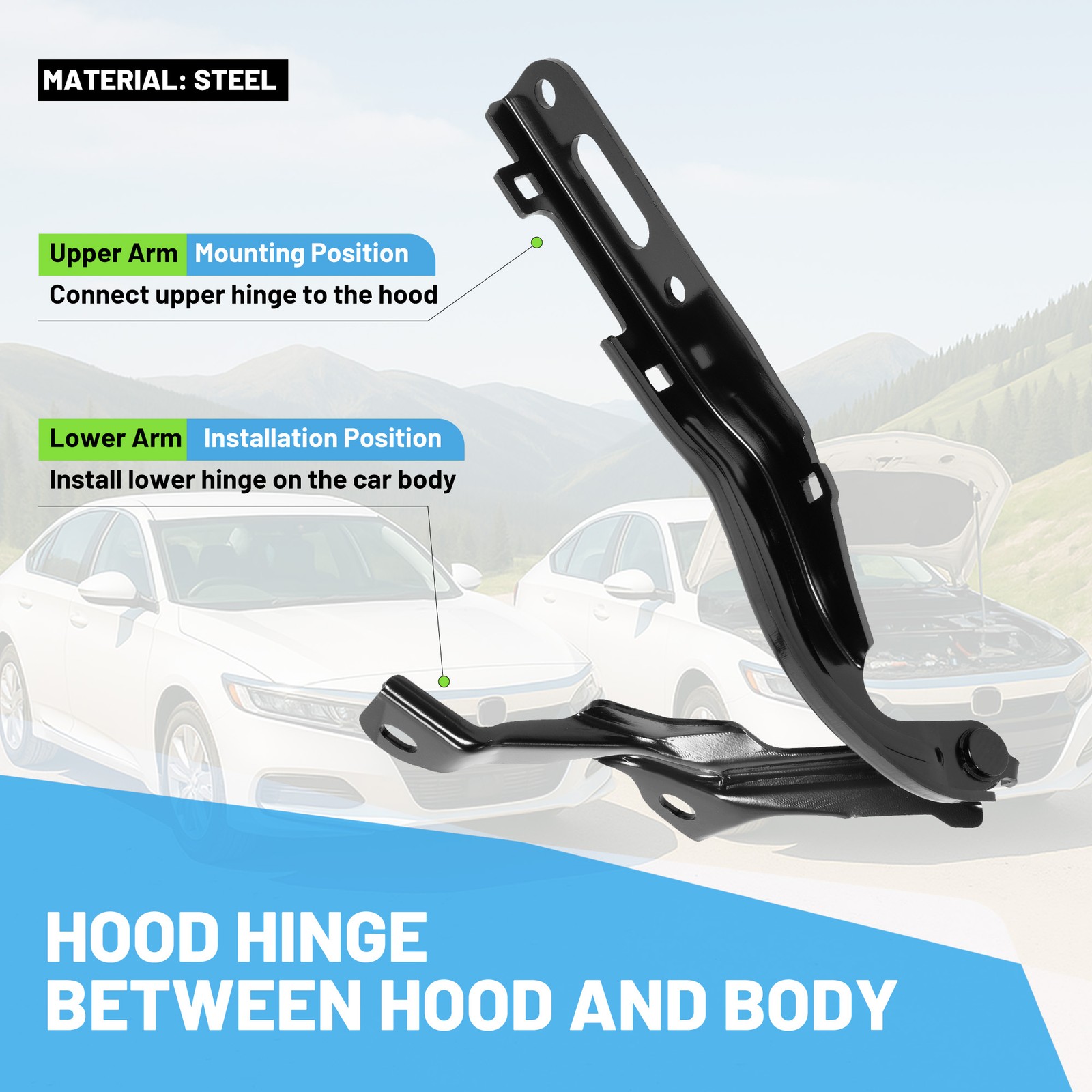 Pair Hood Hinges Driver & Passenger Side Left Right For 2018-2022 Honda Accord