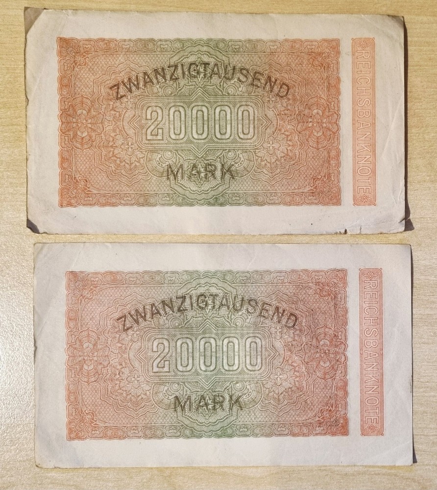 1923 Germany 20000 Mark Banknotes – Close serial numbers