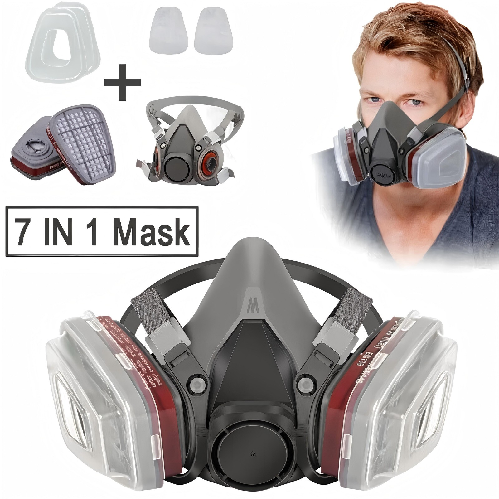 PRO 6200 Half Face Gas Mask Cover Painting Spraying Respirator Work Facepiece