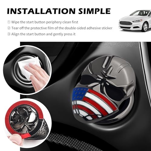 3D Skull Car Push Start Button Cover,Stylish Engine Start Button Cover with US
