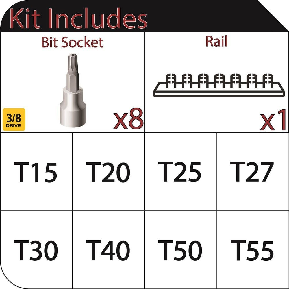 Husky 3/8 in. Drive Tamper Proof Torx Bit Socket Set (8-Piece)