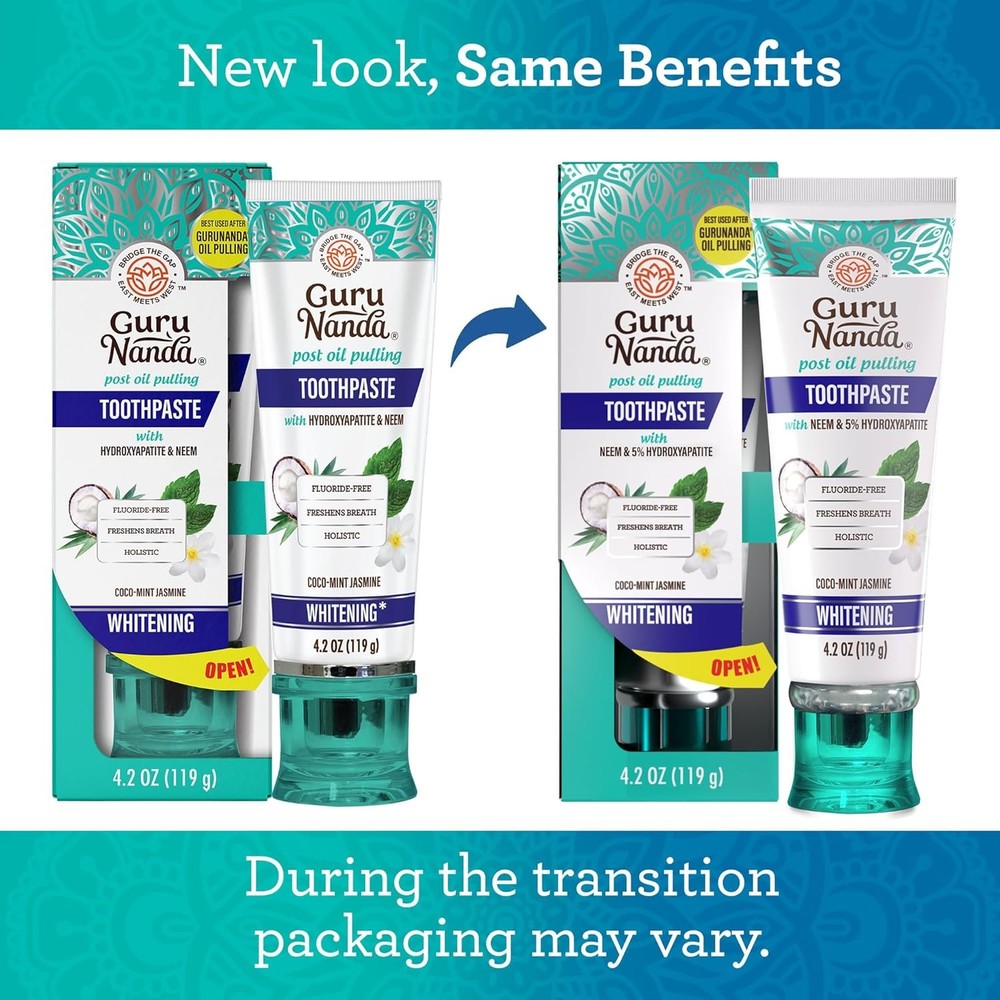 GuruNanda Hydroxyapatite Toothpaste, SLS & Fluoride Free, Whitening Toothpaste w