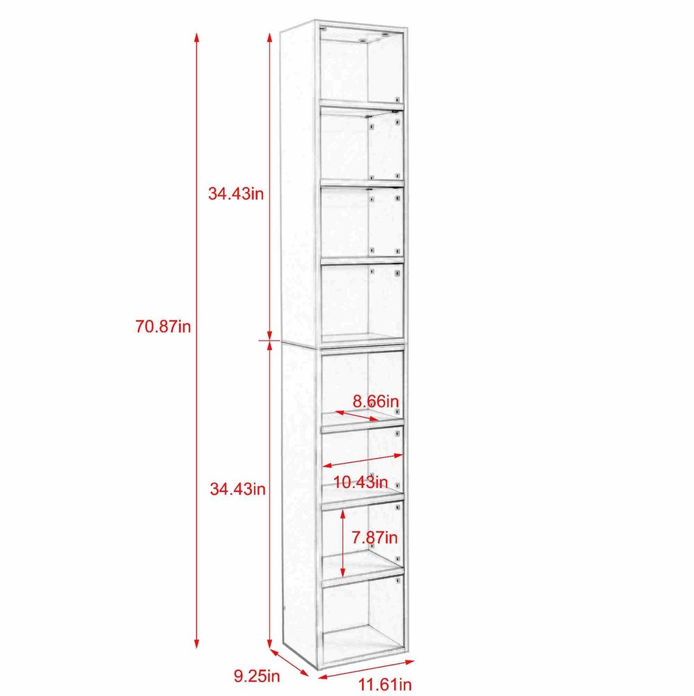 8-layer ultra-thin storage cabinet, adjustable bookshelf