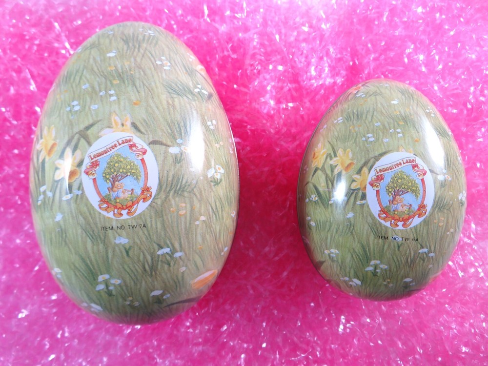 Nesting Empty Tin Easter Eggs Lemontree Lane Teddy Bear Lithographs Large & Med