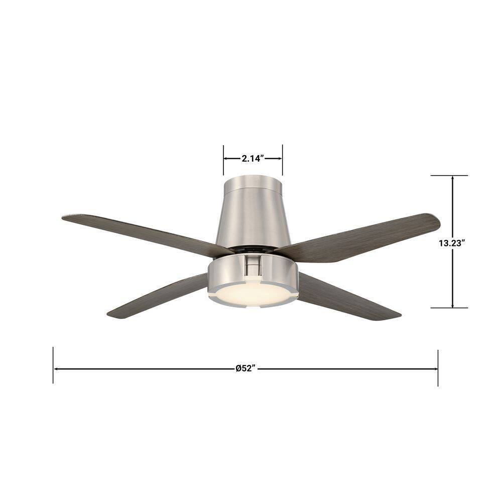 Gluckstein Elements Hugh 52 in. LED Light Brushed Nickel Ceiling Fan w/ Remote