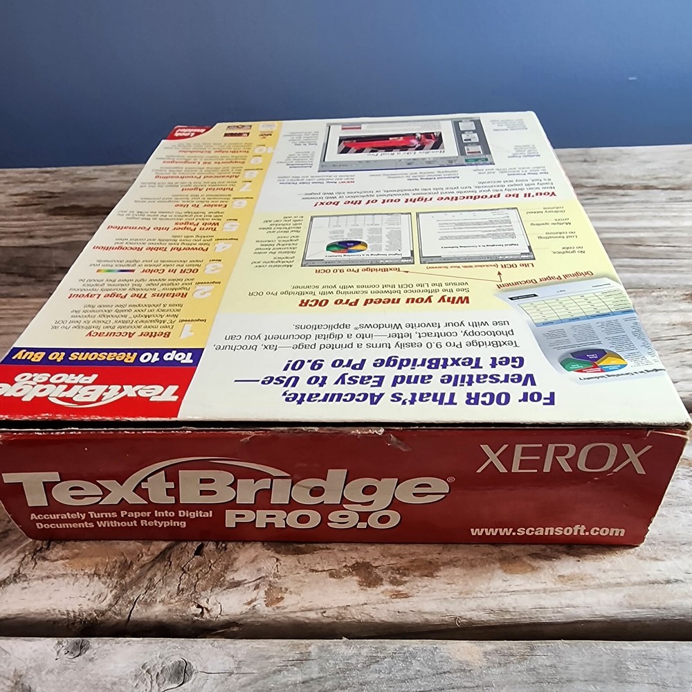 RARE Xerox TextBridge Pro 9.0 OCR Scan Software Microsoft Windows 95/98/2000/NT