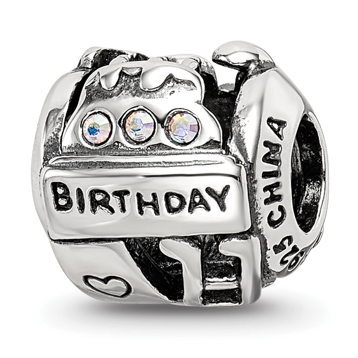 Silver Reflections Crystals Birthday Collage Bead QRS3461