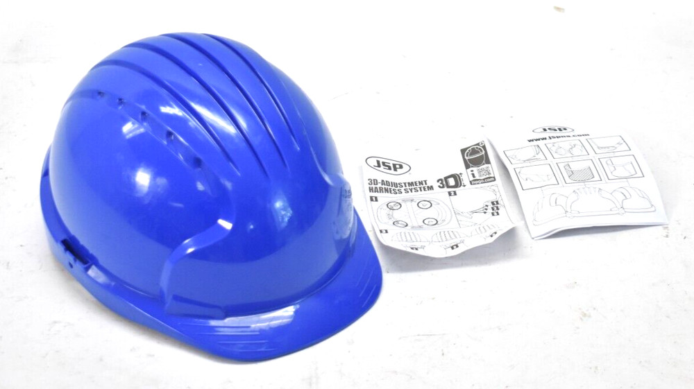 JSP Hard Hat 6 Point Textile Suspension Wheel Ratchet Class E EV6151 Blue