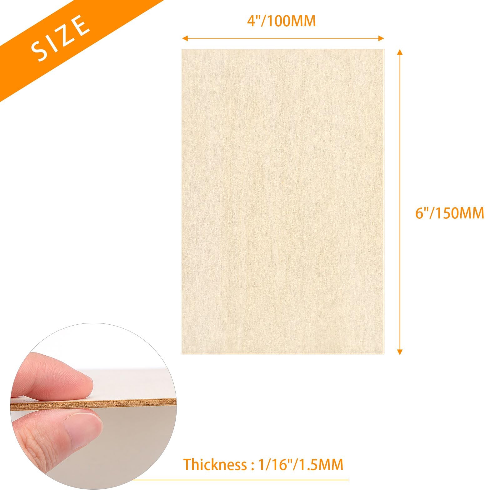 28 PCS Basswood Sheets - 4 x 6 x 1/16 Inch Thin Unfinished Craft wooden brown