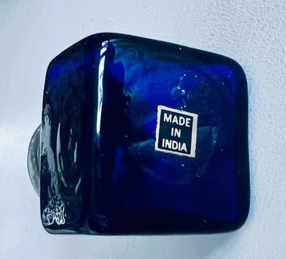 Vintage 1978 Square Cobalt Blue Glass Inkwell Bottle Sterling Silver Top