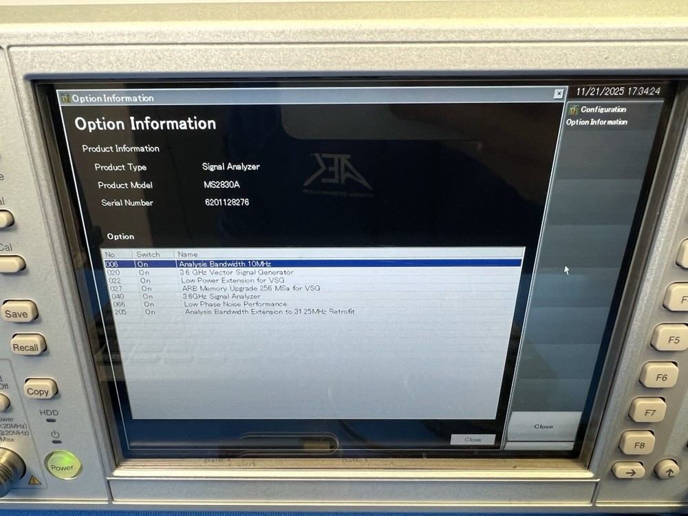 Anritsu MS2830A 9kHz-3.6GHz RF Spectrum Analyzer *FULLY LOADED*