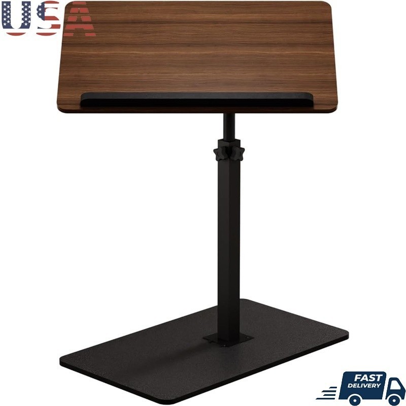 C Shaped End Table Adjustable Height Swivel and Turnable Desktop Foldable Black