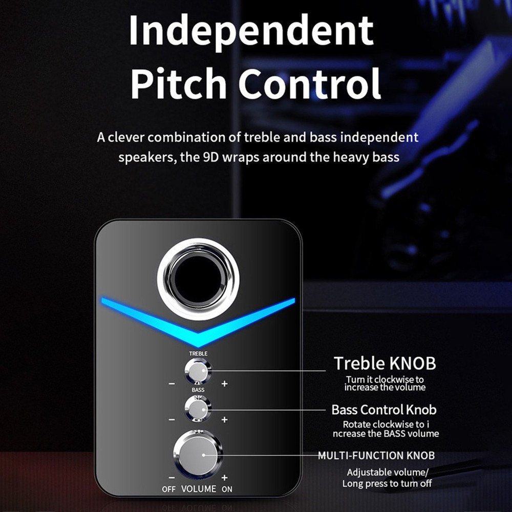 USB Wired Computer Speakers Surround Sound System LED for Desktop PC Laptop