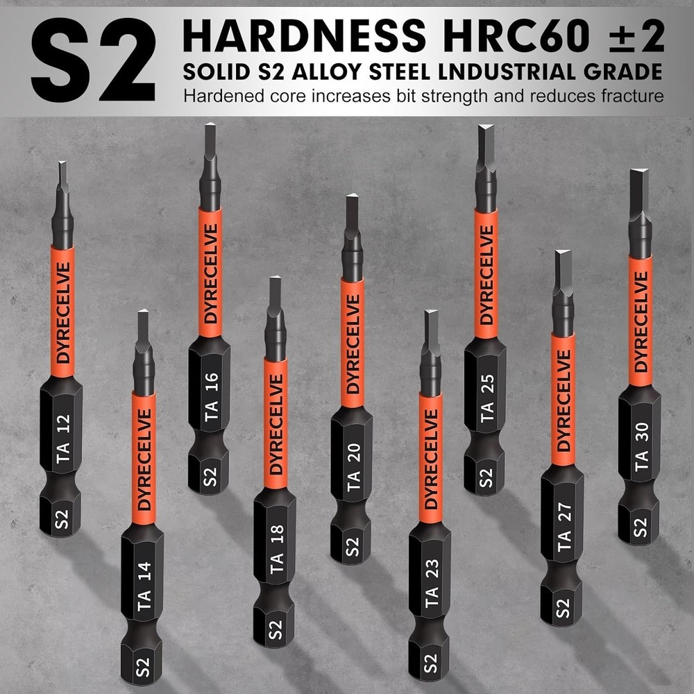 10-Pack Triangle Screwdriver Set - Premium S2 Steel Triangle Bit Set (2.56" Long