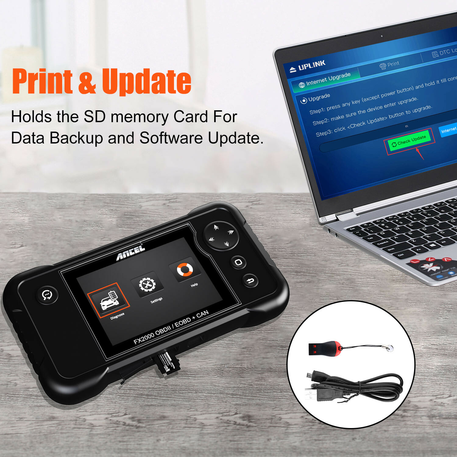 FX2000 OBD2 Scanner Code Reader for Engine Transmission ABS SRS