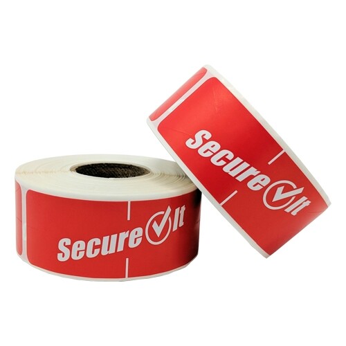 Tamper Resistant 'Secure It  Label, 1' x 3', Red | 500/case