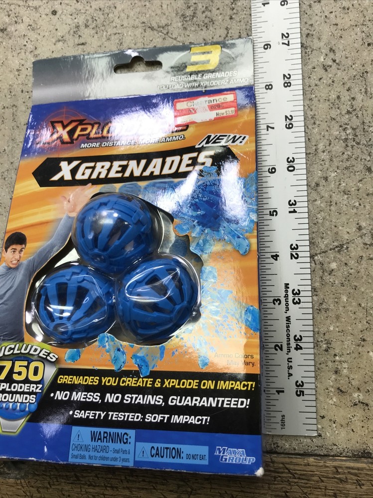 Xploderz Xgrenades 3 Pack Of Reusable Grenades Unopened with 750 xploderz rounds