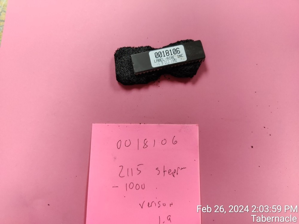 Label Aire 2115 CPU IC 0018106 Stepper -1000 Version 1.9