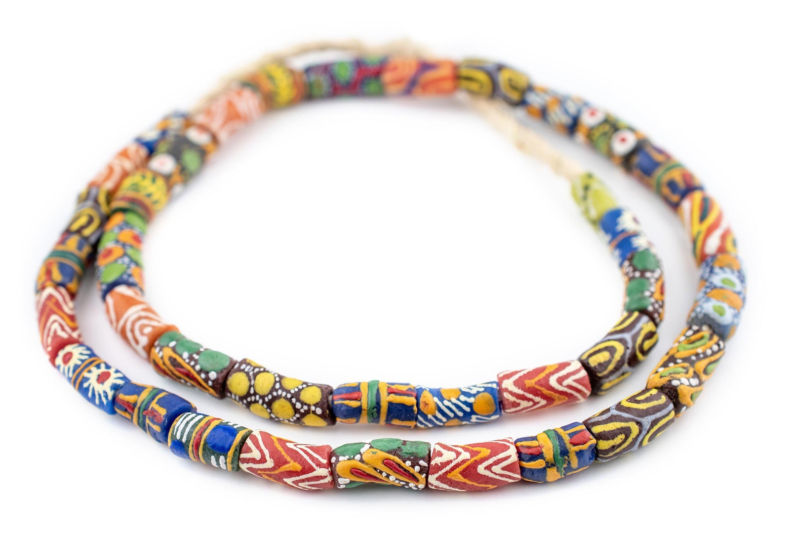 Rainbow Mix Krobo Powder Glass Beads 10mm Ghana African Multicolor Elbow