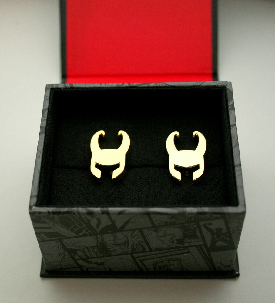 Marvel Comics Classic Loki Helmet Marvel Cufflinks New Gift Box GP
