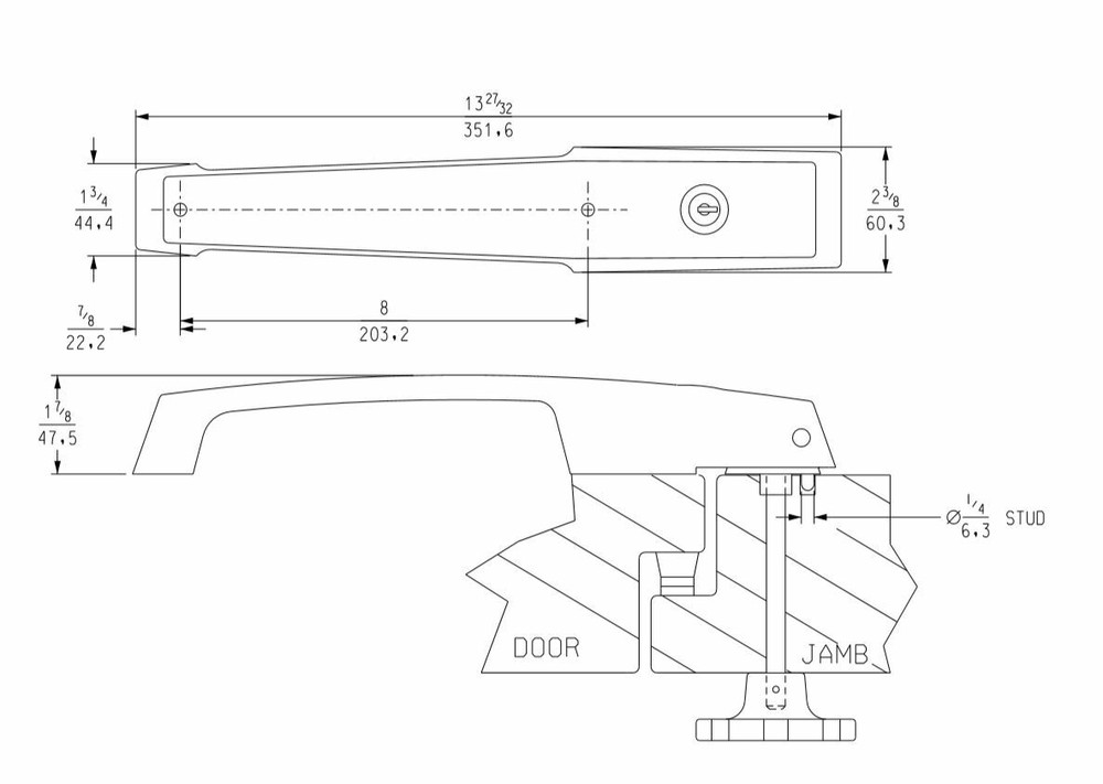 Kason OEM 1239 Locking Handle Brushed Chrome Lever Push Rod Complete with Key.