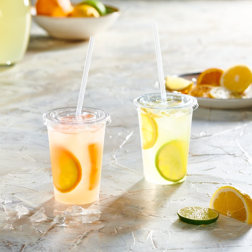 Comfy Package [10 oz. - 100 Sets] Clear Plastic Cups With Flat Lids… 10 oz.