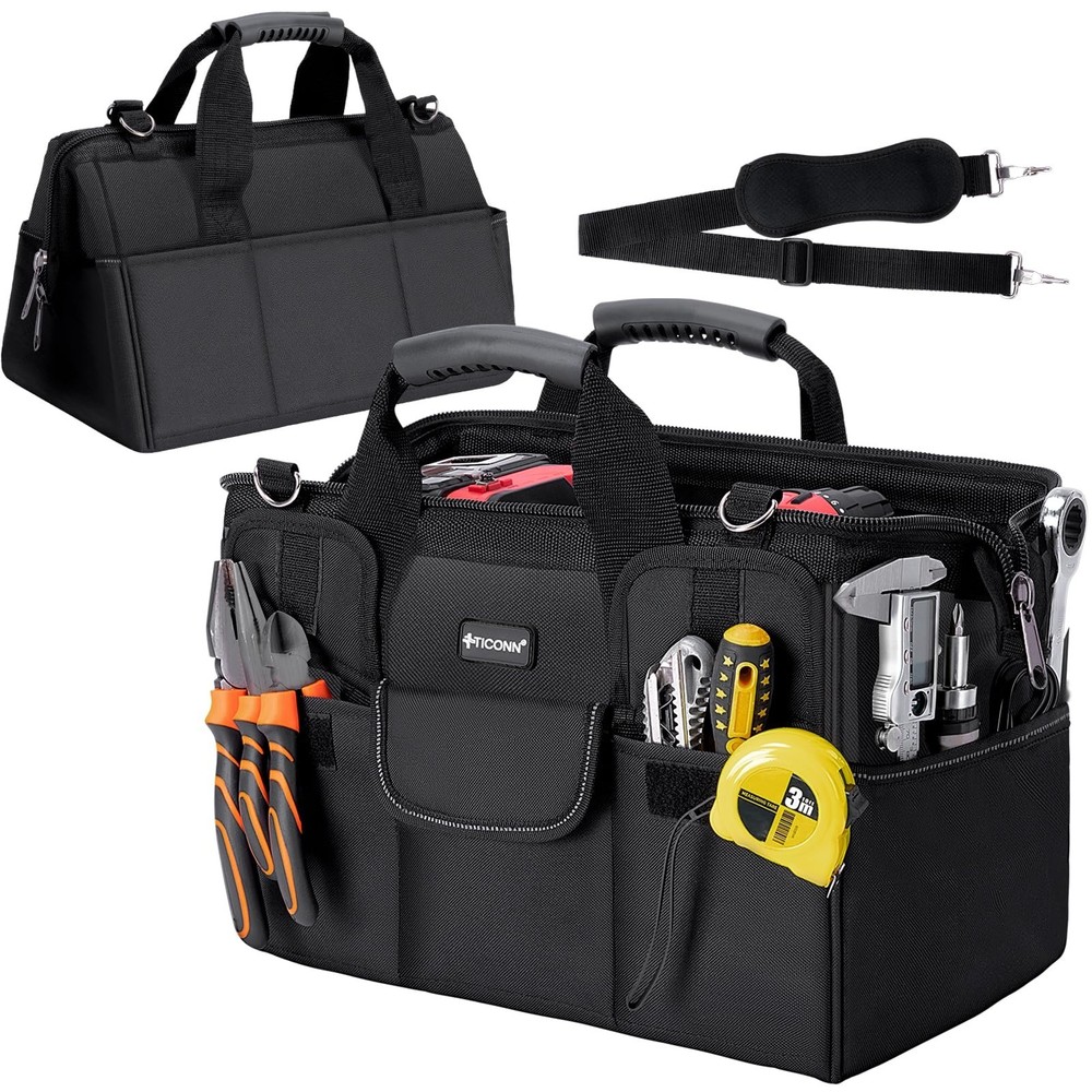 Heavy Duty Tool Bag Organizer with Multi-Pockets, Portable Storage, Adjustable S