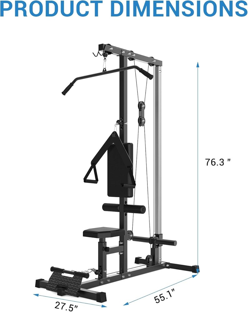 LAT Power Cable & Pull Down Machine Home Gym Back Exercise for Strength Training