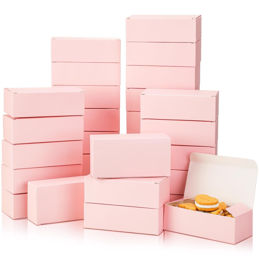36 Pcs Pink Cookie Boxes Small Bakery Biscuit Boxes for Dessert Cake Donuts P...