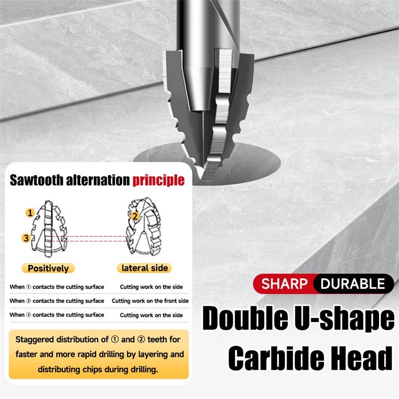 4X Eccentric Drill Bit Set Four-Flute Sawtooth Eccentric Drill Bit High Hardness