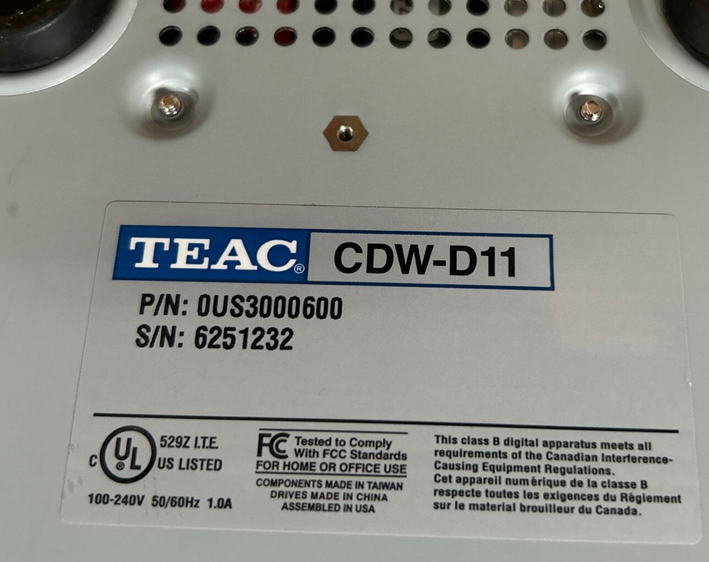 TEAC 1X1 Stand Alone Black Buffer Memory 16x CD Duplicator Model CDW-D11 Tested