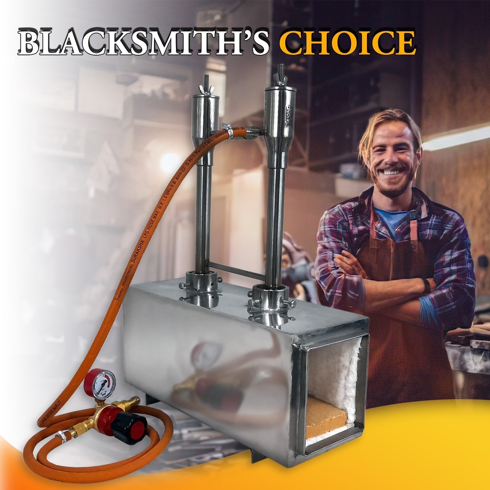 Gas Forge for Blacksmithing, Double Burner 2600F Rated, Propane forge