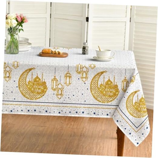 Ramadan Tablecloth 52×70 Inch Rectangular, Eid Al 52" x 70" (Rectangular) Grey