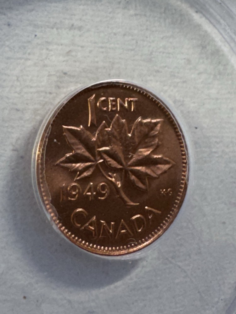 1949 Canada 1 Cent Graded MS 65 RD by ANACS