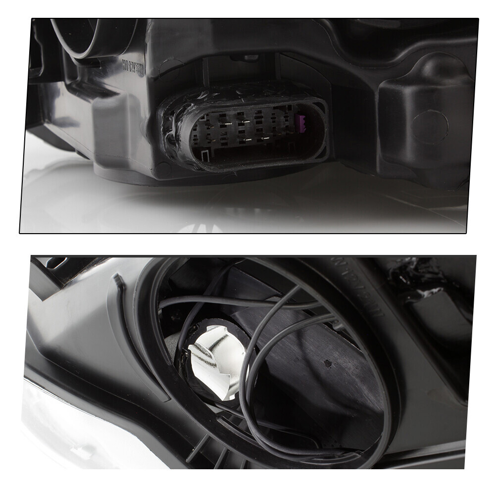 Halogen Headlights For 2012-2014 Ford Focus w/Bulbs Black Left+Right Pair