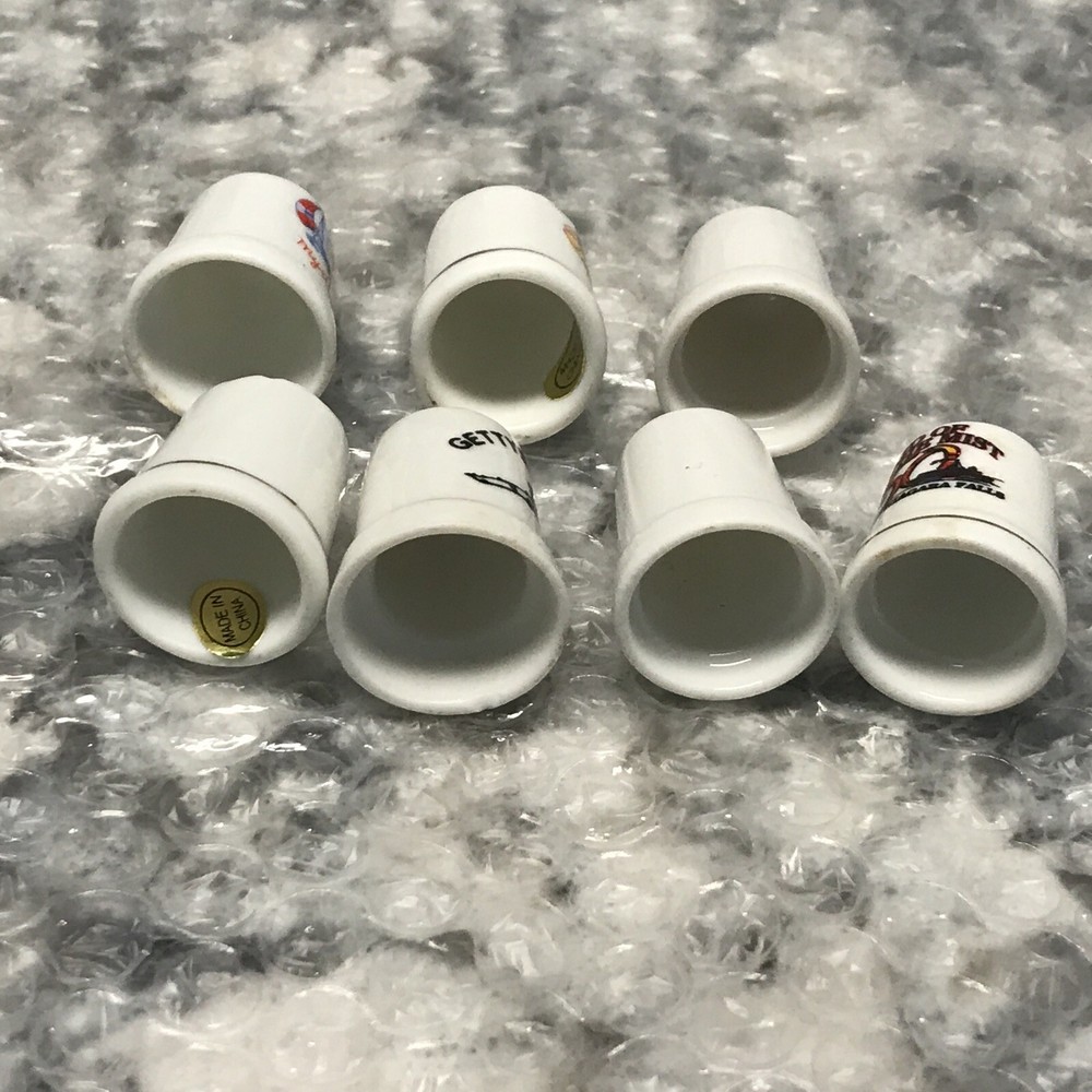 7 Assorted Porcelain Souvenir Thimbles Thimble