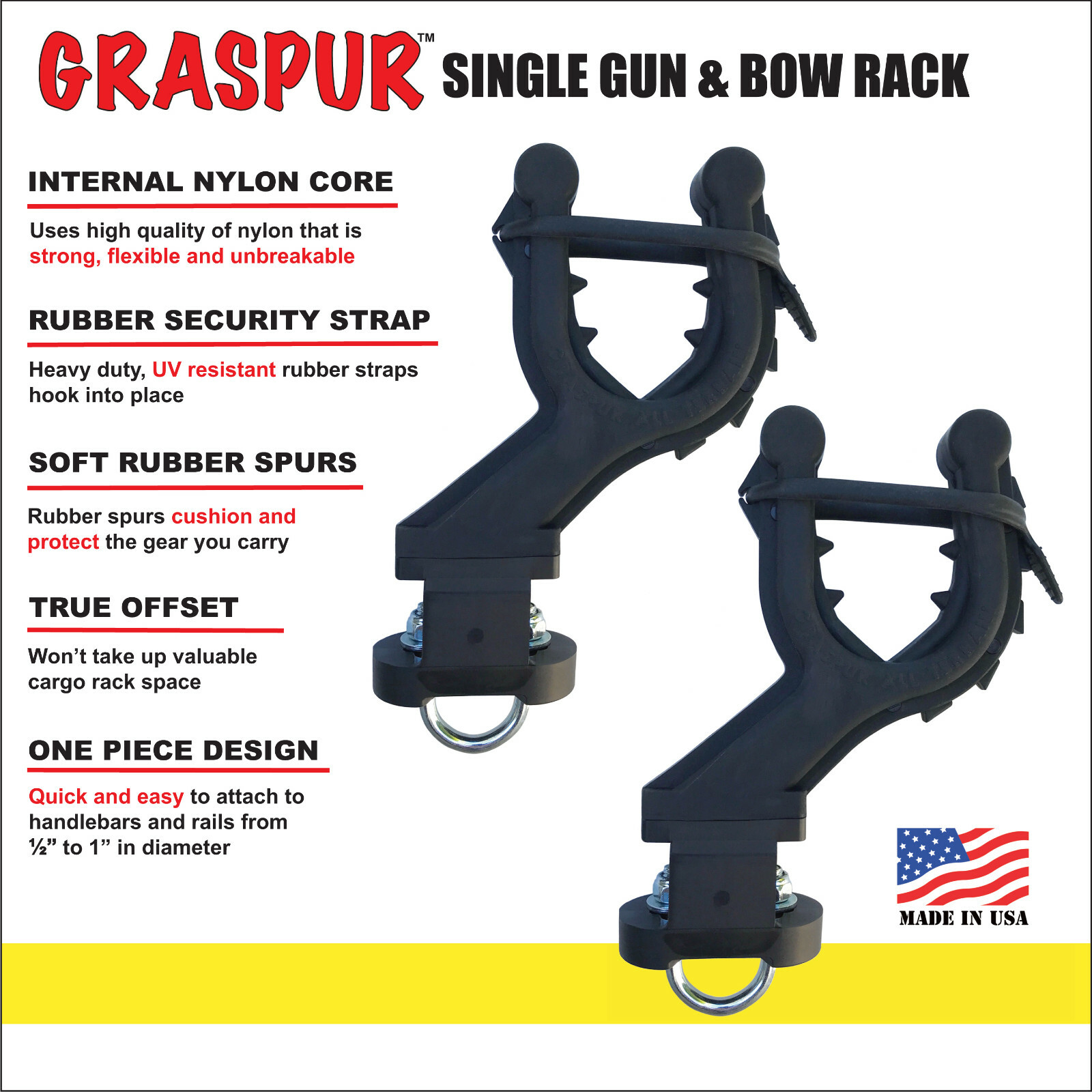GRASPUR™ ATV Gun & Bow Rack - Single ATV Gun Holder - Model ATV1 - FREE SHIPPING