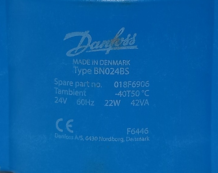 DANFOSS 018F6906 SOLENOID COIL BN024BS