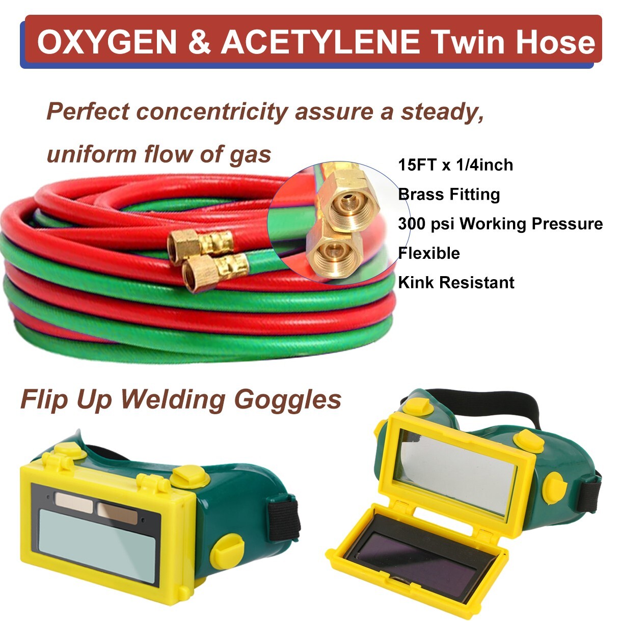 HVAC Portable Oxygen Acetylene Welding Cutting Torch Kit w/ Carrying Case & Tank