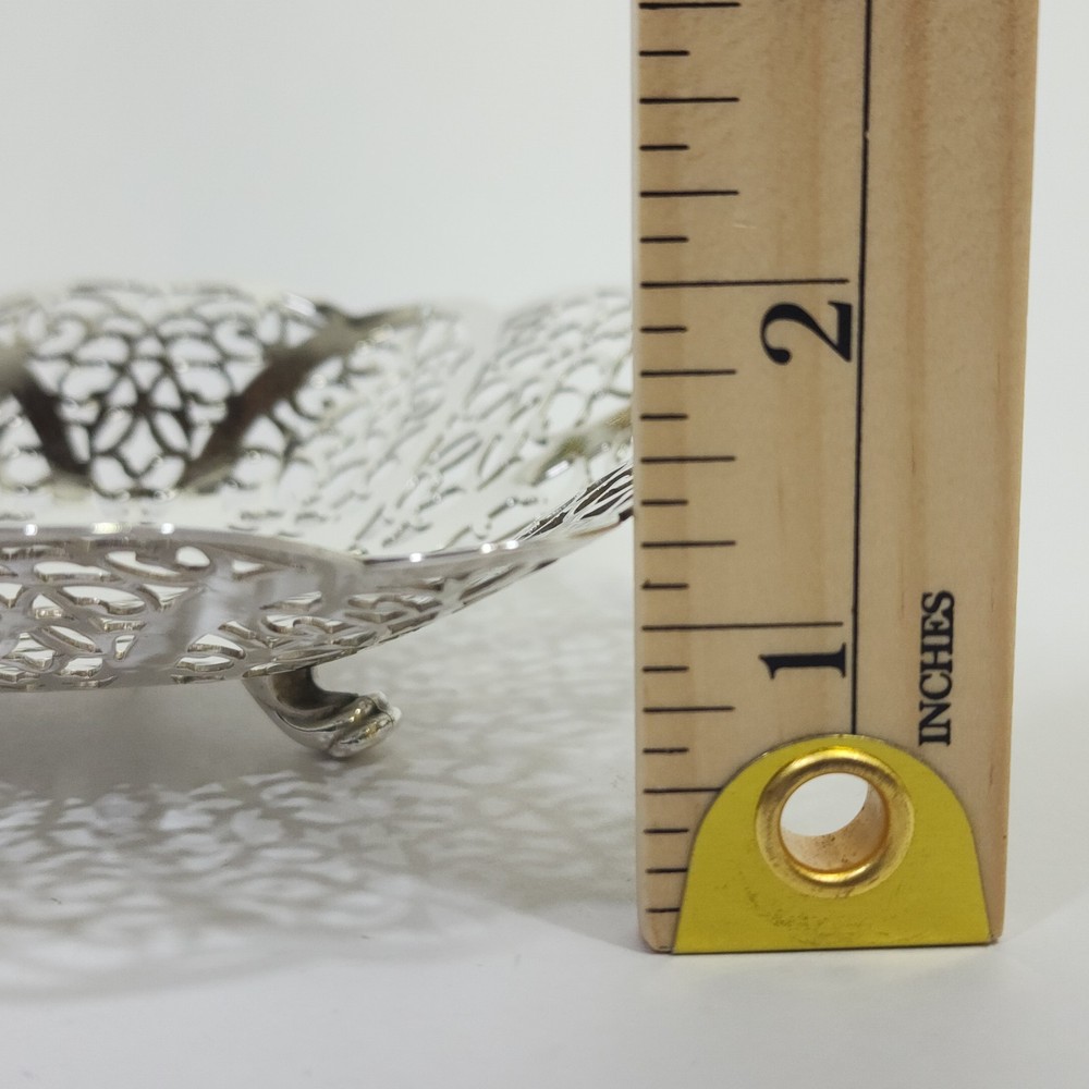 Vintage Lovelace Silver Plate Reticulated Candy Dish Ruffled Edges, Footed