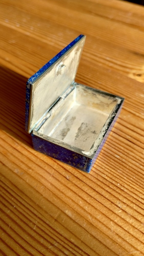 Lapis Lazuli & Solid Silver Snuffbox / Tobacco Box / Pill Box