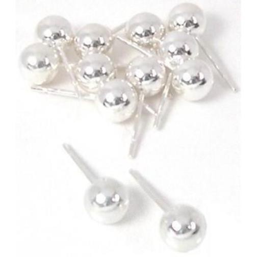 12 Sterling Silver Ball Stud Earrings 6mm