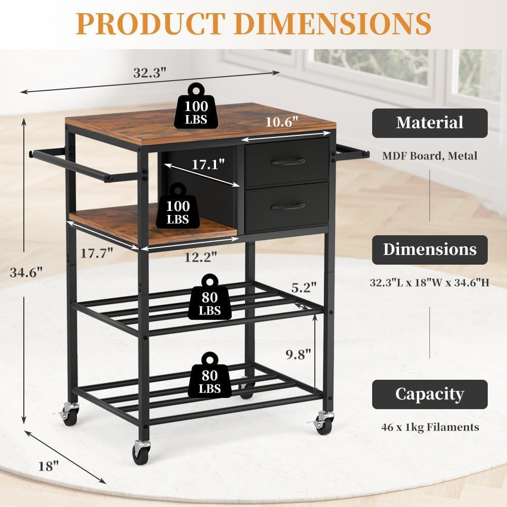 3D Printer Stand with Filaments Storage, Rolling 3D Printer Table Filament Stor