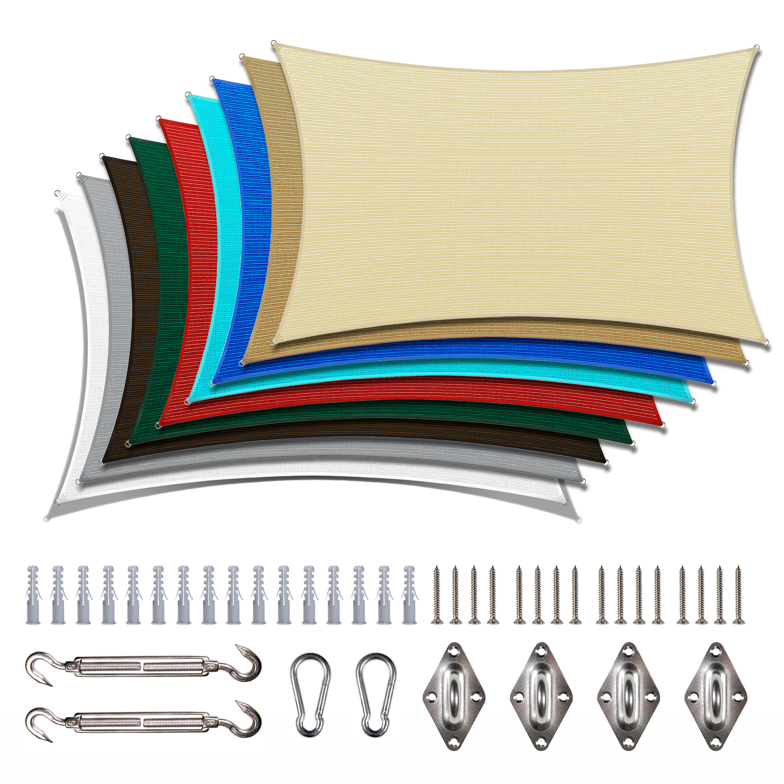 ColourTree Rectangle Sun Shade Sail Cover Outdoor Patio with Hardware Kit