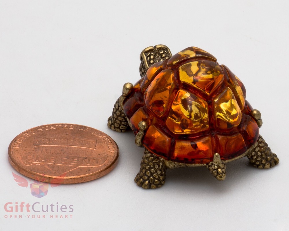Solid Brass Amber Figurine Tortoise Turtle talisman Totem IronWork