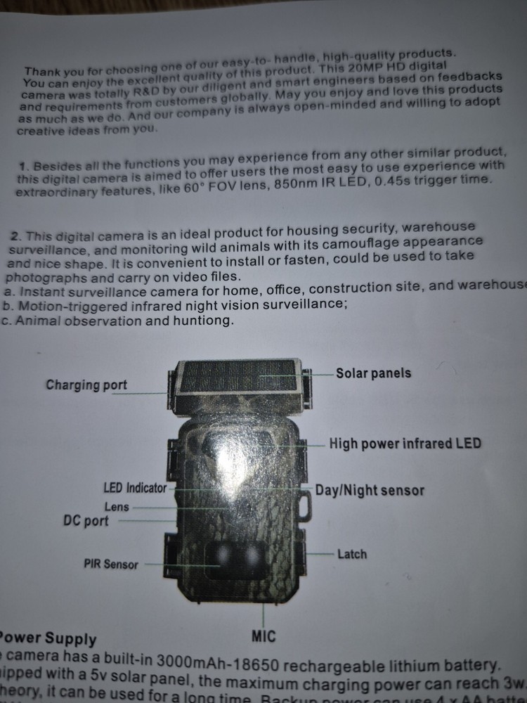 Solar Trailcam Open Box
