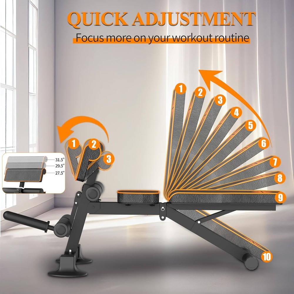 Foldable Adjustable Weight Bench for Workouts